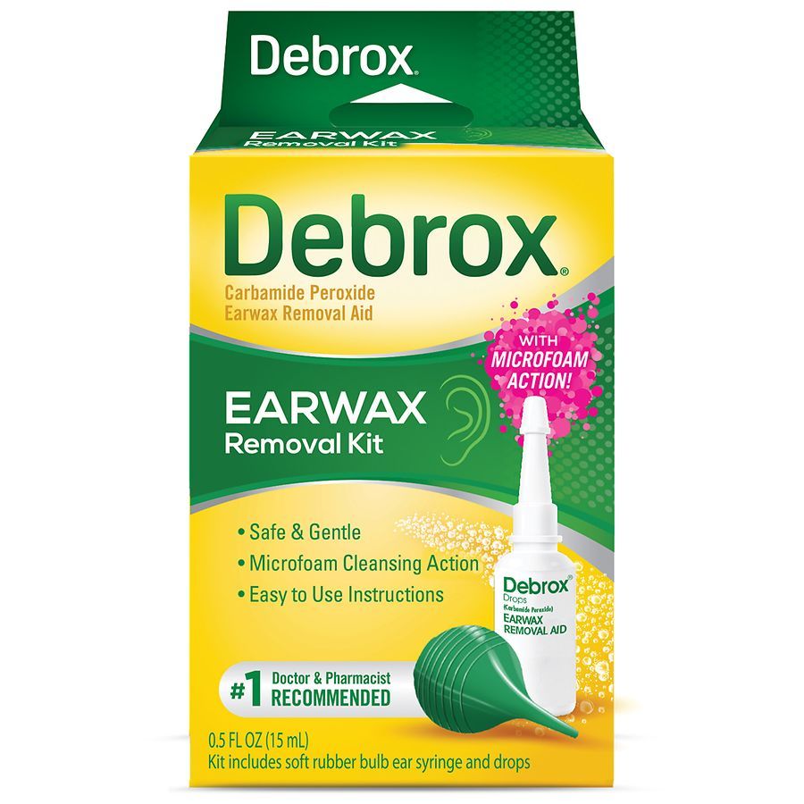 Debrox Earwax Removal Kit with Ear Drops & Bulb Ear Syringe - 0.5 fl oz