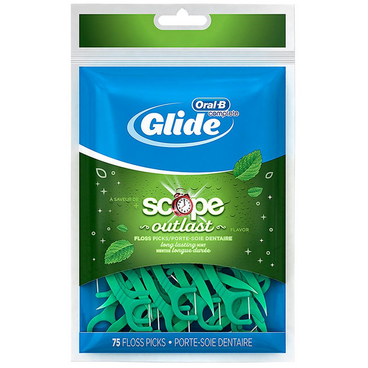 Oral-B Glide Mint Dental Floss Picks with Long Lasting Scope Flavor - 75 Picks