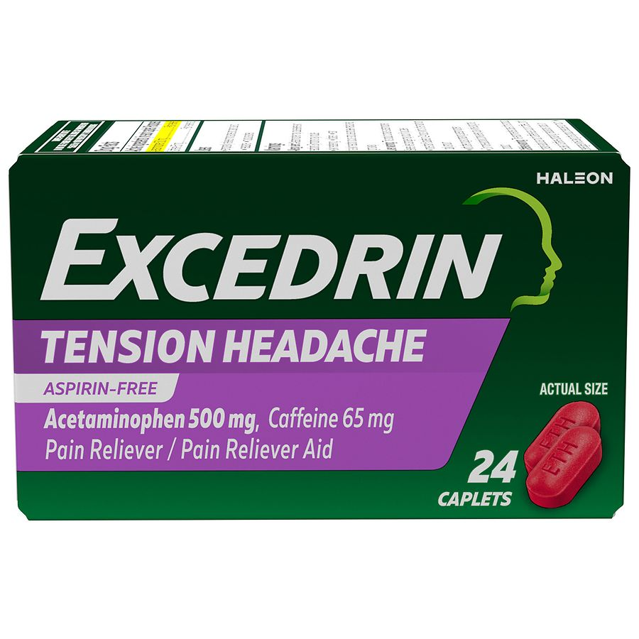 Excedrin Asprin Free Tension Hedache Caplets, 24 Ea