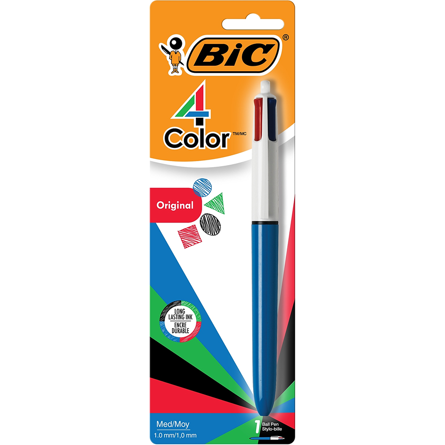 BIC 4-Color Retractable Ball Pen, 1 Ea