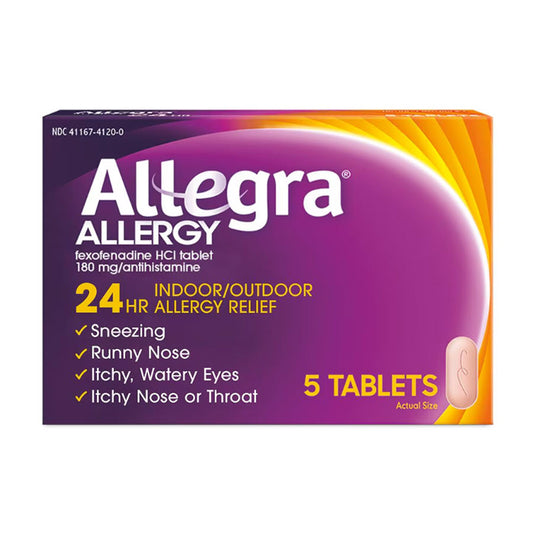 Allegra 24hr Non-Drowsy Antihistamine, 5 Tablets, 180 mg