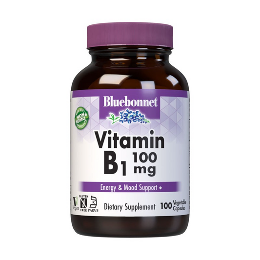 Bluebonnet Vitamin B1 100 mg - 100 Vegetable Capsules