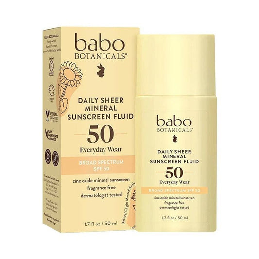 Babo Botanicals Daily Sheer Mineral Sunscreen Fluid SPF 50, 1.7 fl. oz.