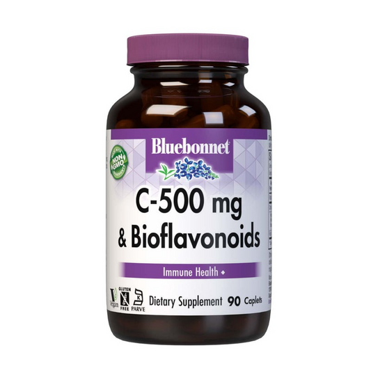 Bluebonnet Vitamin C-500 mg Plus Bioflavonoids Caplets, 90 Count