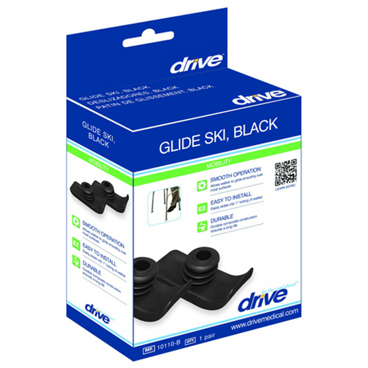 DRIVE Walker Ski Glides, Black, 1ct