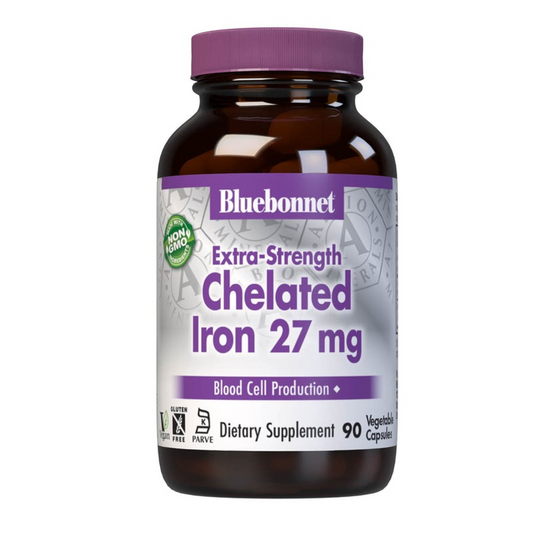 Bluebonnet Albion Chelated Iron 27 Mg, 90 Vegetarian Capsules