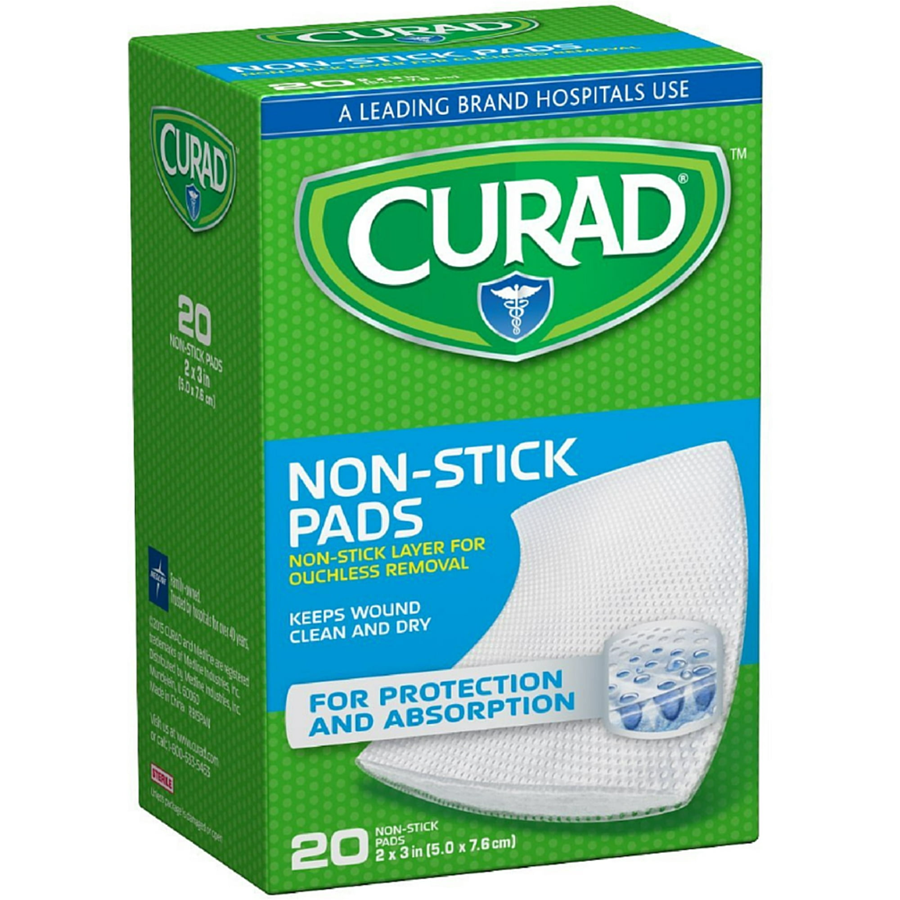 Curad Small Non-Stick Pads, 2″ x 3″, 20 count