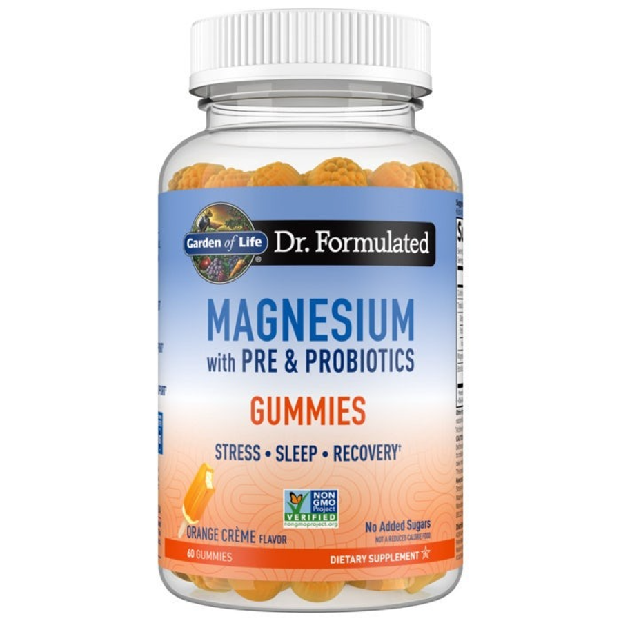 Garden of Life Magnesium with Pre & Probiotics Gummies, Orange Creme, 60 Gummies