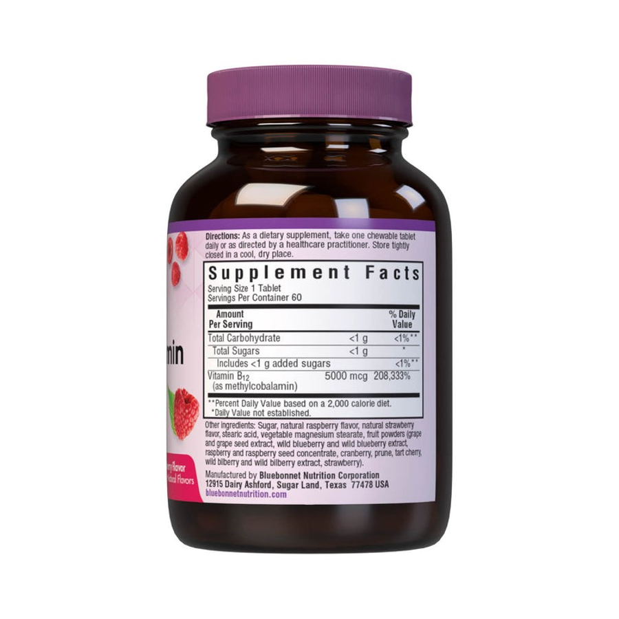 Bluebonnet Earthsweet Methylcobalamin Vitamin B-12 5000 Mcg Raspberry, 60 Chewables