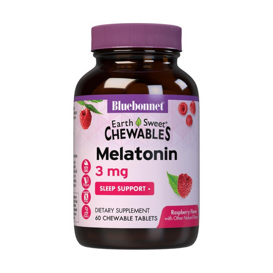 Bluebonnet Melatonin 3mg Raspberry Chewables - 60 Count