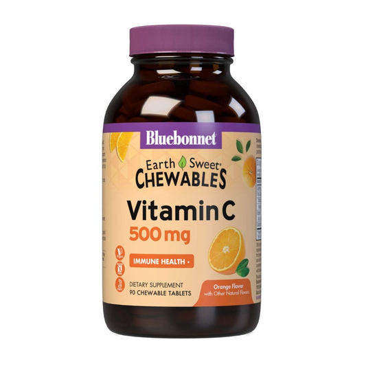 Bluebonnet EarthSweet Vitamin C, Orange, 500 mg, 90 Chewable Tablets