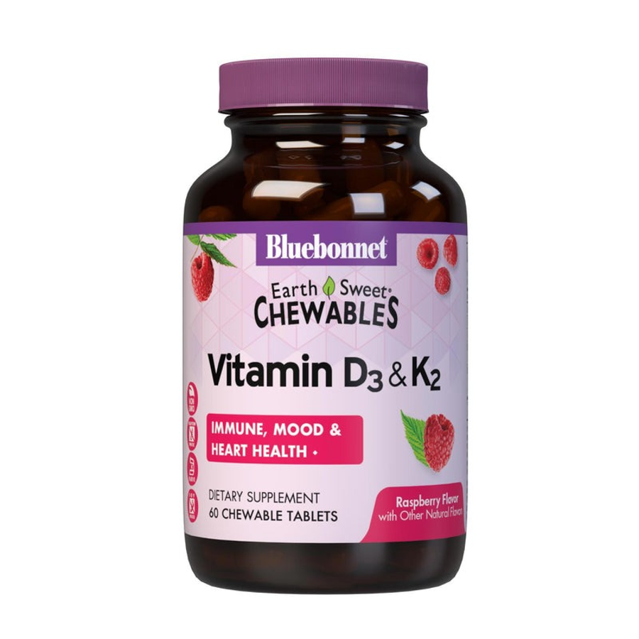 Bluebonnet Earthsweet Vitamin D3 & K2 - 60 Chewable Tablets