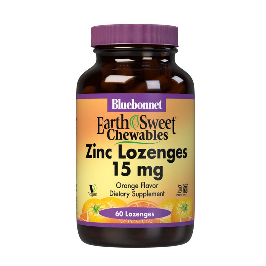 Bluebonnet EarthSweet Zinc Lozenges Natural Orange Flavor, 15 mg, 60 Lozenges