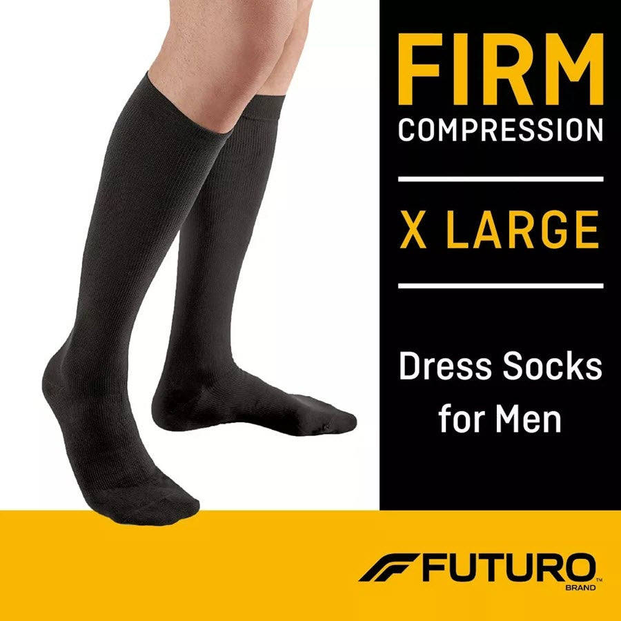 FUTURO Men's Dress Socks for Improved Circulation - Black, XL 71037EN