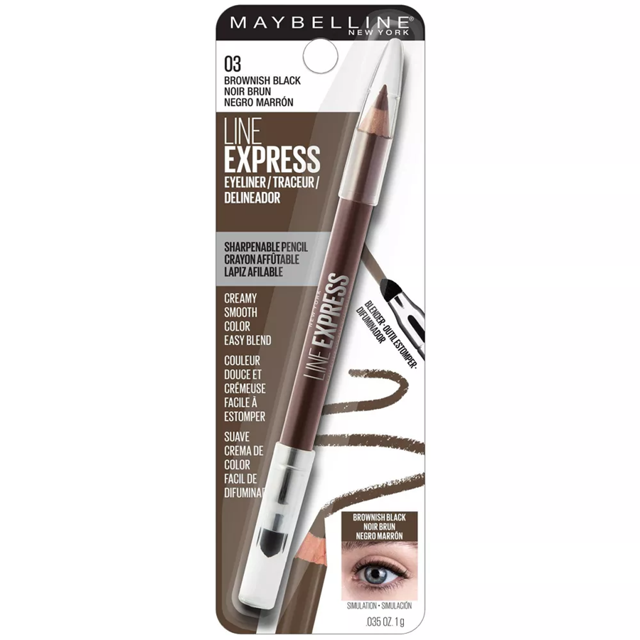 Maybelline Line Express Sharpenable Wood Pencil Eyeliner - 0.035oz, Brownish Black