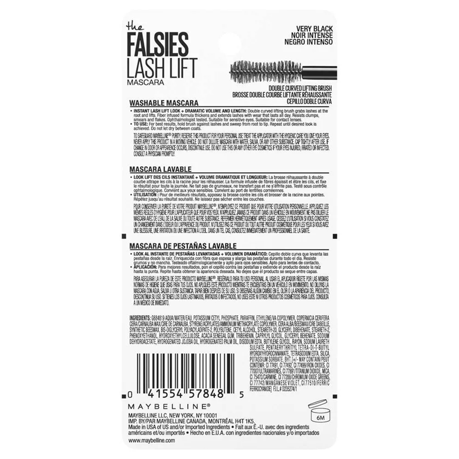 Maybelline Falsies Lash Lift Volumizing and Lengthening Mascara, 0.32oz, Washable Black 201