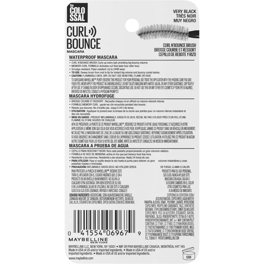 Maybelline Colossal Curl Bounce Mascara - 0.33 fl oz, Waterproof Very Black