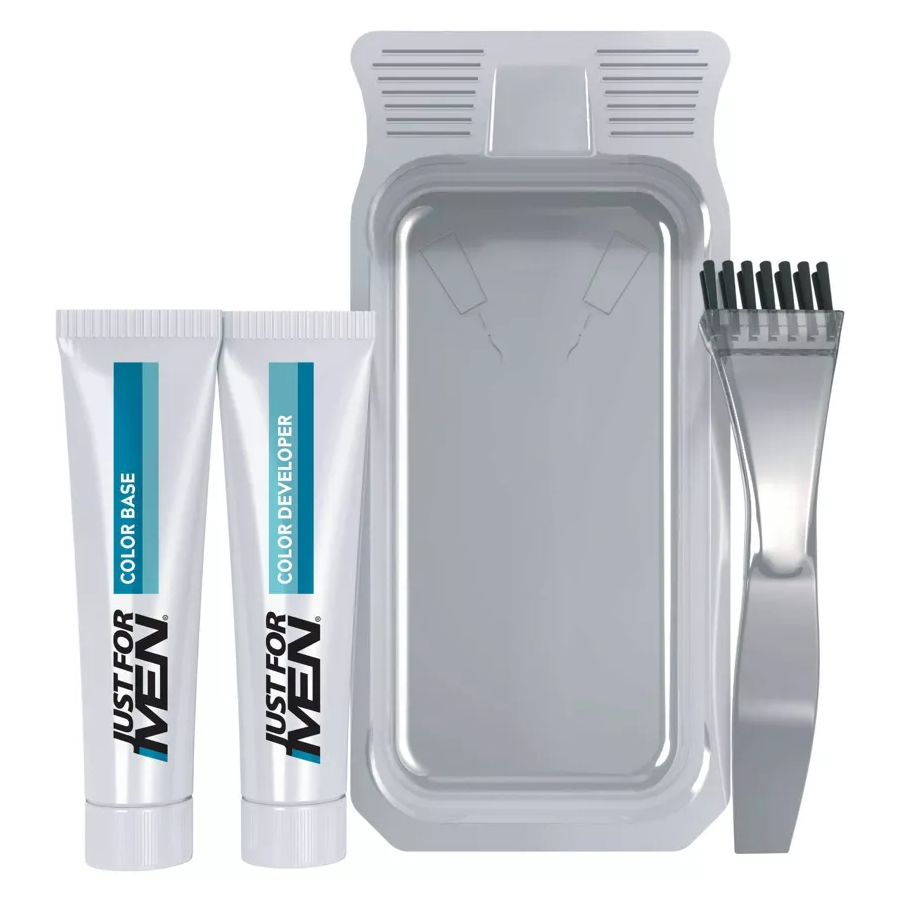 Just For Men Mustache & Beard Beard Coloring for Gray Hair with Brush Included, Dark Brown