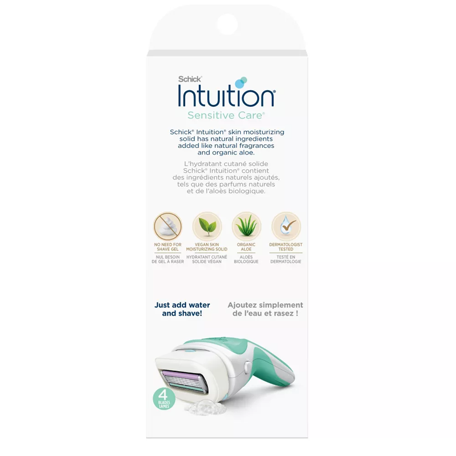 Schick Intuition Sensitive Care Women's Razor - 1 Razor Handle and 2 Refills