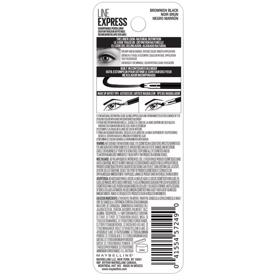 Maybelline Line Express Sharpenable Wood Pencil Eyeliner - 0.035oz, Brownish Black