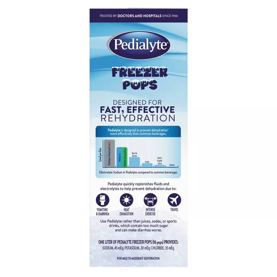 Pedialyte Electrolyte Solution Freezer Pops Variety Pack - 16 x 2.1oz