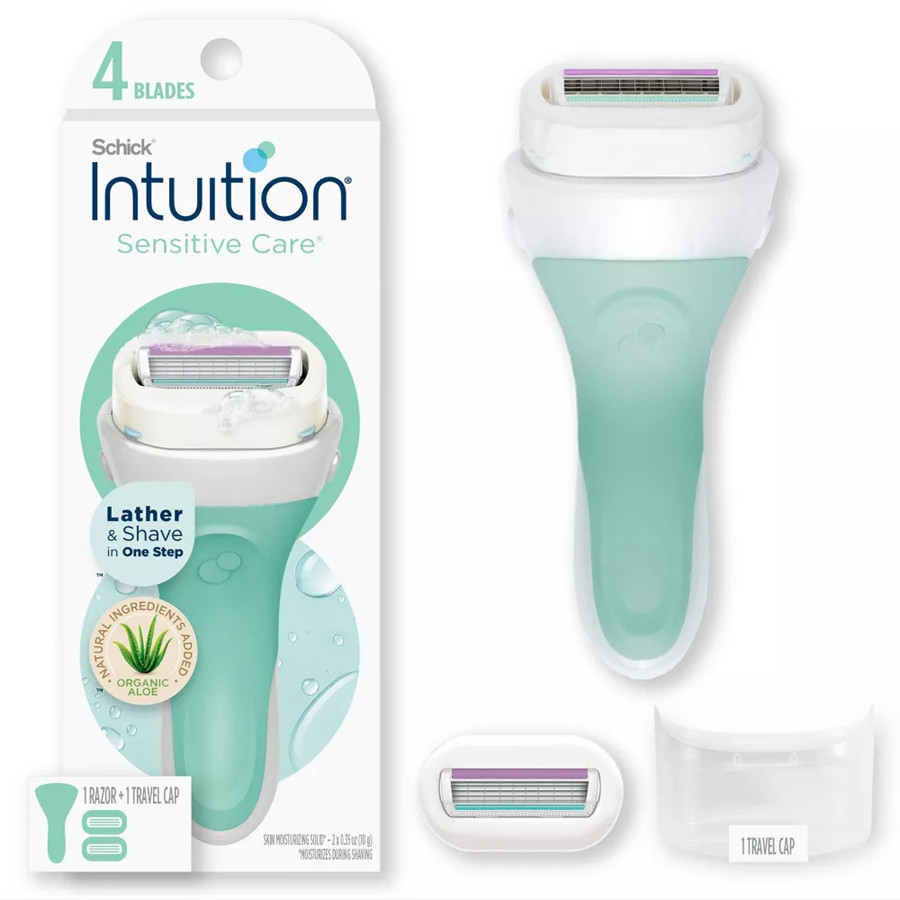 Schick Intuition Sensitive Care Women's Razor - 1 Razor Handle and 2 Refills