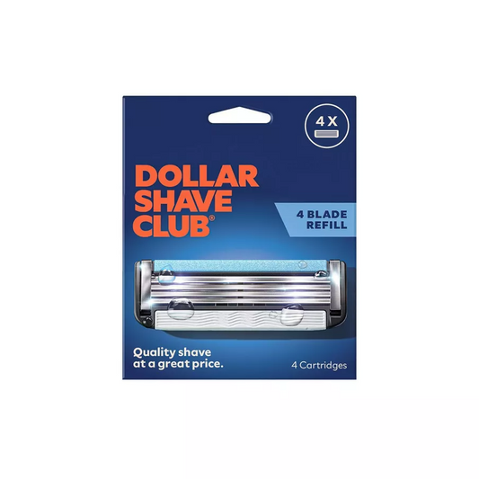 Dollar Shave Club 4-Blade Razor Refill - Compatible with 4 and 6 Blade Handles - 4ct