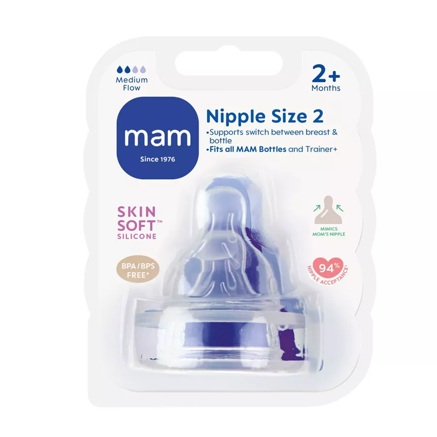 MAM Medium Flow Bottle Nipples - 2pk