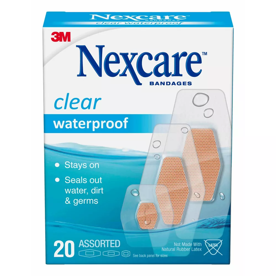 Nexcare Waterproof Bandages - Clear - Assorted Sizes, 20ct