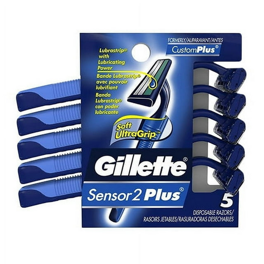 Gillette Sensor2 Plus Soft Ultragrip Mens Disposable Razors, 5 Ea