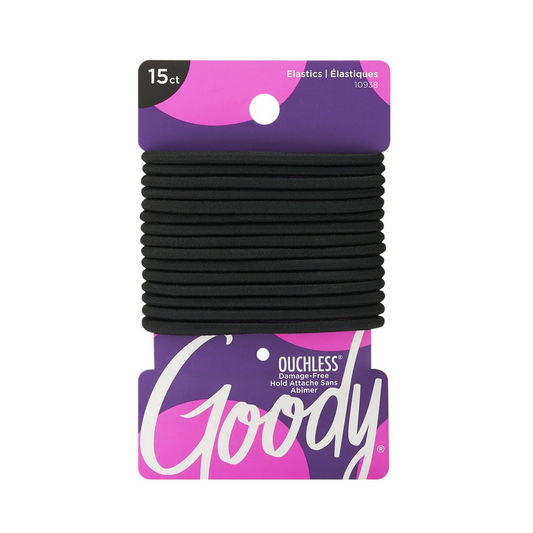 Goody Ouchless Braided Elastics, Black Hair Ties, Hair Band Elastics, 15ct