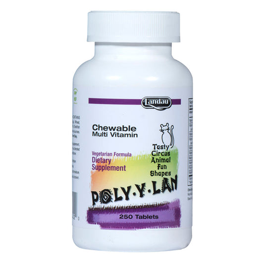 Landau Poly-Y-Lan Multi Vitamin Chewable, Circus Shape for Children, Iron Free, 250 Tablets