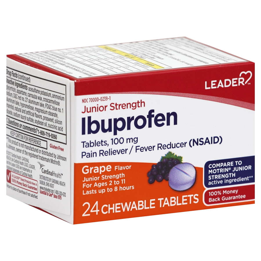 Leader Junior Ibuprofen Chewable Tablets, 24ct