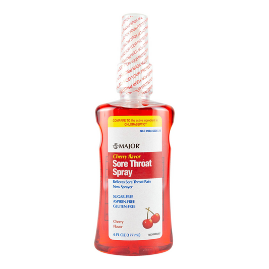 Major Sore Throat Spray Cherry Phenol-1 %, Sugar Free, 6oz