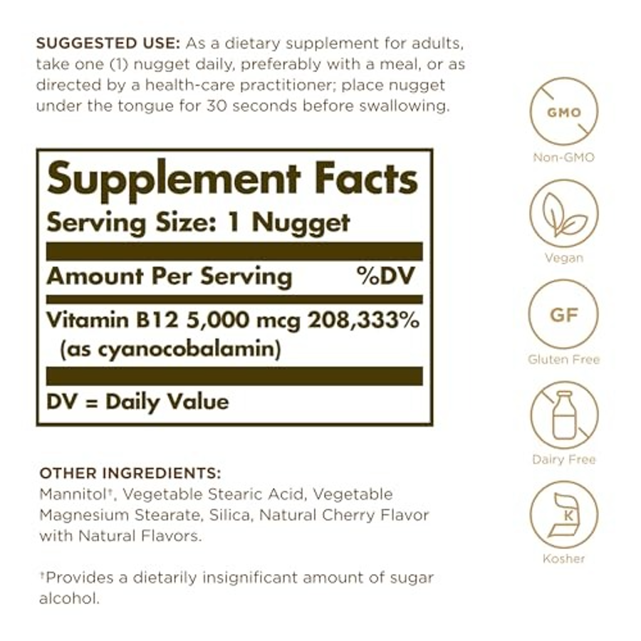 Solgar Megasorb Vitamin B-12 5000mcg, 30 Nuggets