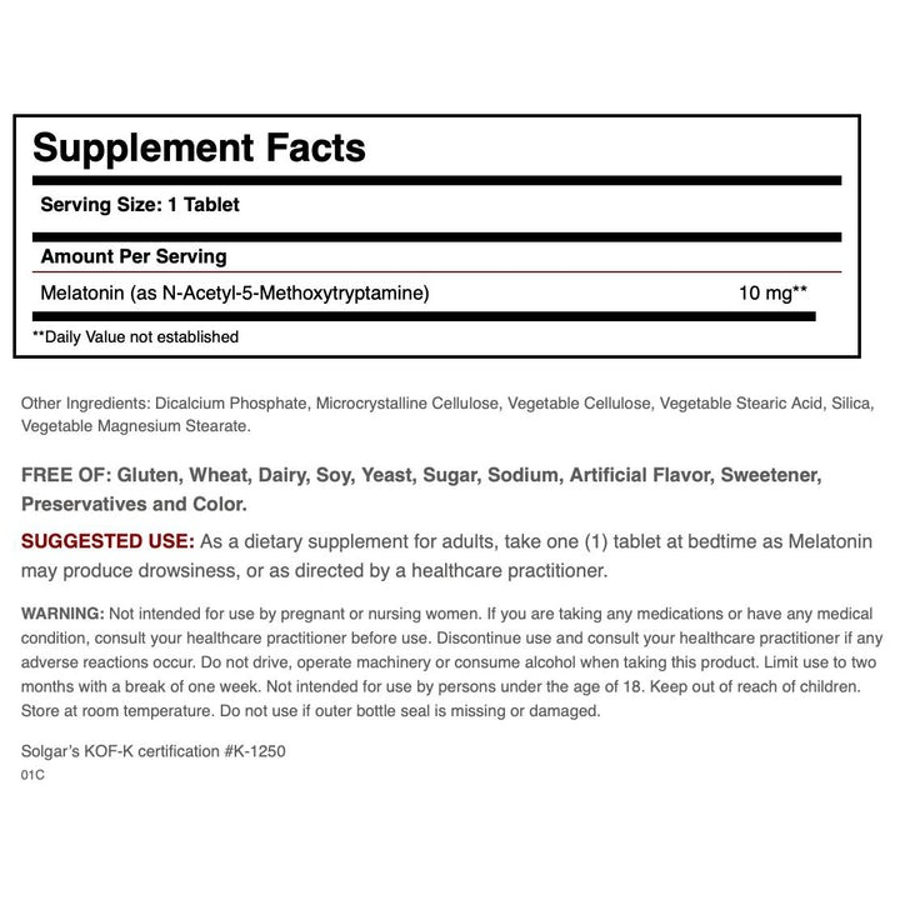 Solgar Melatonin 10 mg, 60 Tablets