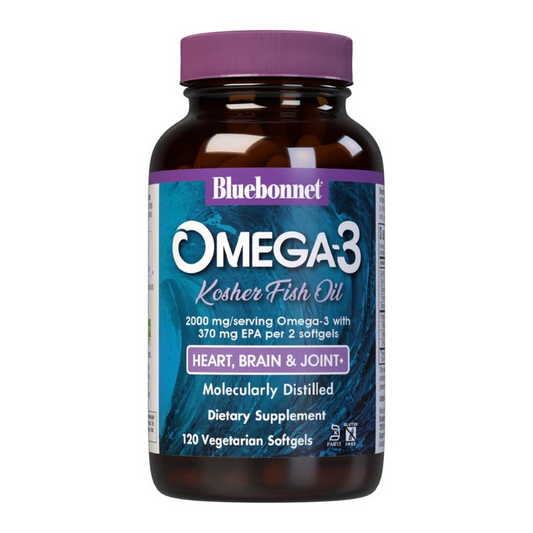 Bluebonnet Natural Omega-3 Kosher Fish Oil, 120 Softgels