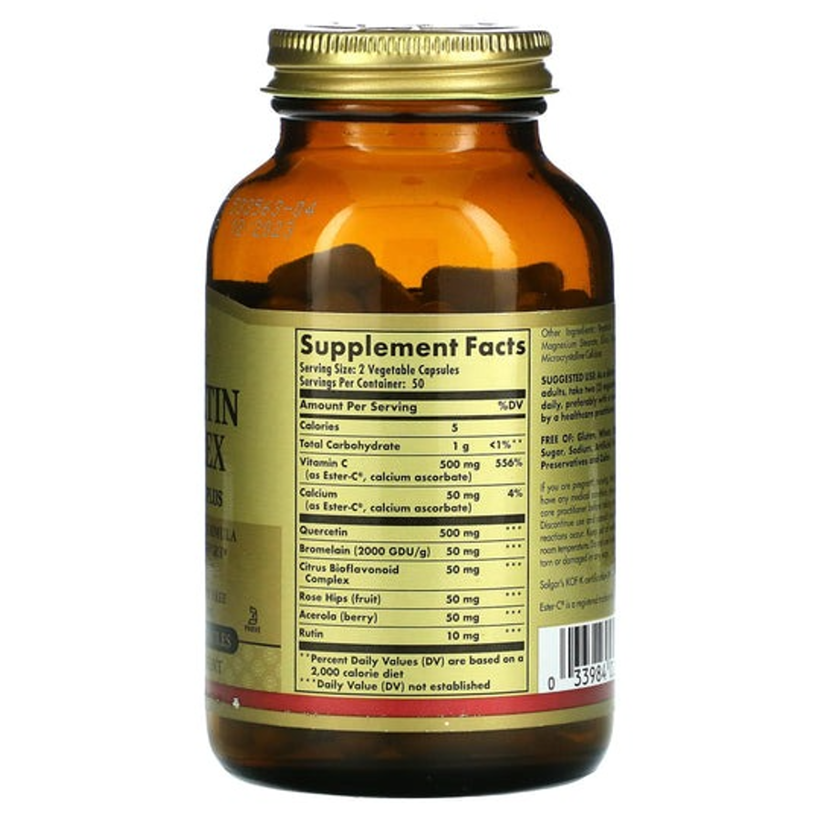 Solgar Quercetin Complex with Ester-C Plus, 100 Vegetable Capsules