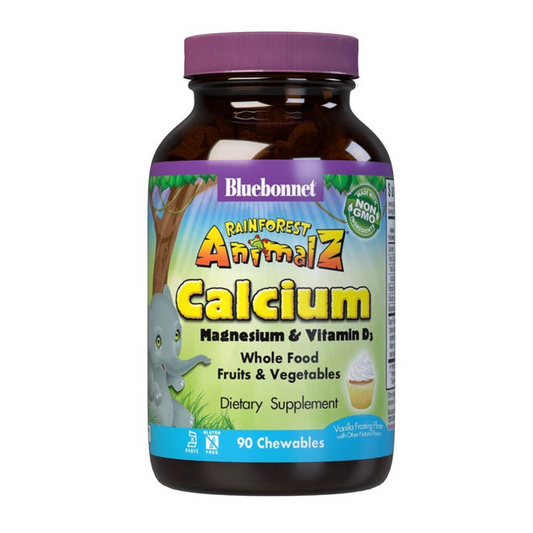 Bluebonnet Super Earth Rainforest animalz Calcium Magnesium & Vitamin D3 Natural Vanilla Swirl - 90 Tablets