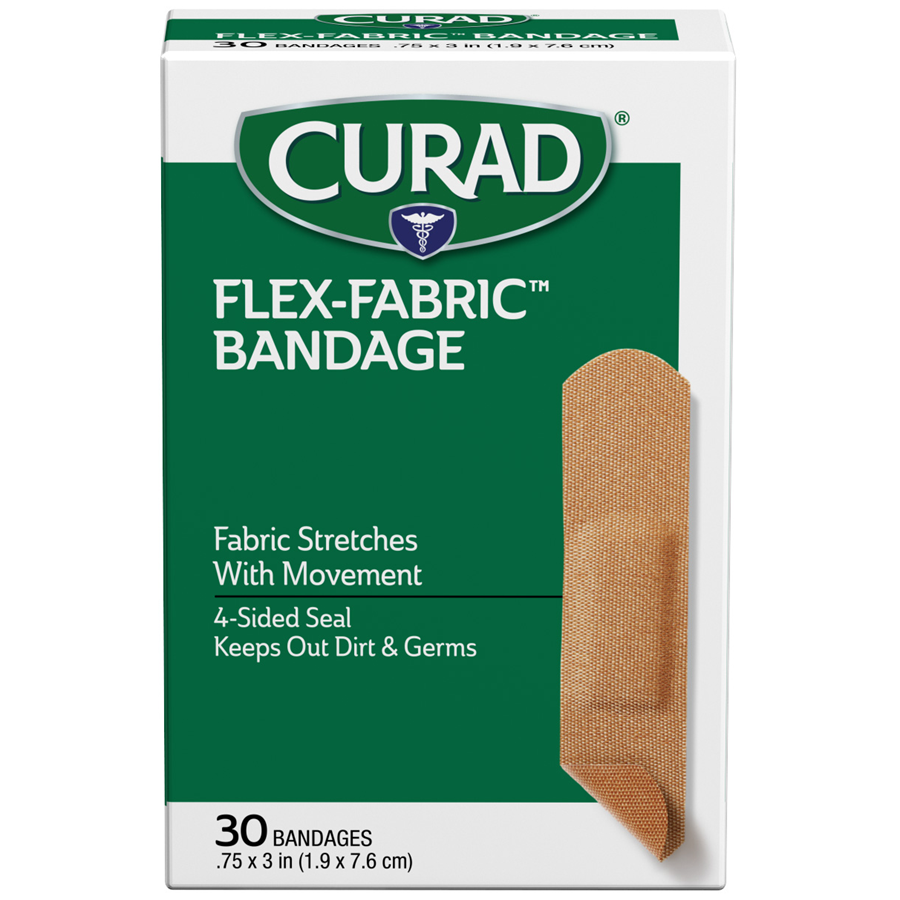 Curad Flex-Fabric Strip Bandages, .75″ x 3″, 30 count