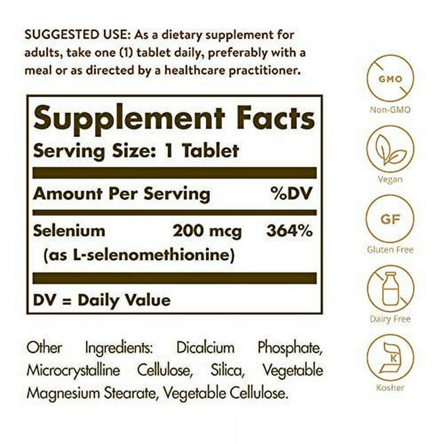 Solgar Selenium Yeast-Free 200 mcg, 100 Tablets