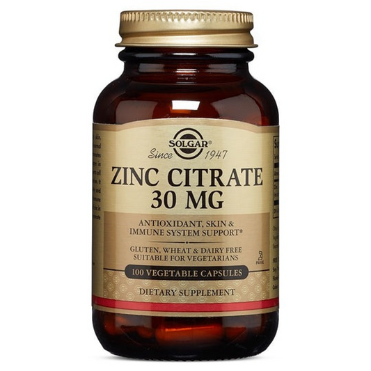 Solgar Zinc Citrate 30 mg, 100 Vegetable Capsules