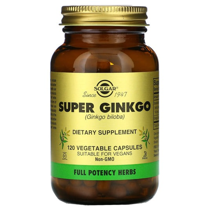 Solgar Super Ginkgo 60 mg, 100 Vegetable Capsules