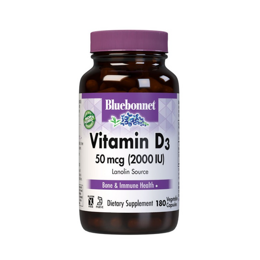 Bluebonnet Vitamin D3 2000 Iu, 50 mcg, 180 Vegetable Capsules