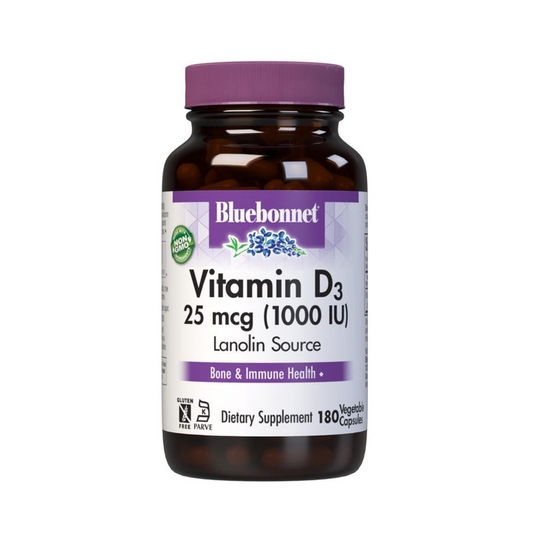 Bluebonnet Vitamin D3 1000 IU, 180 Vegetable Capsules