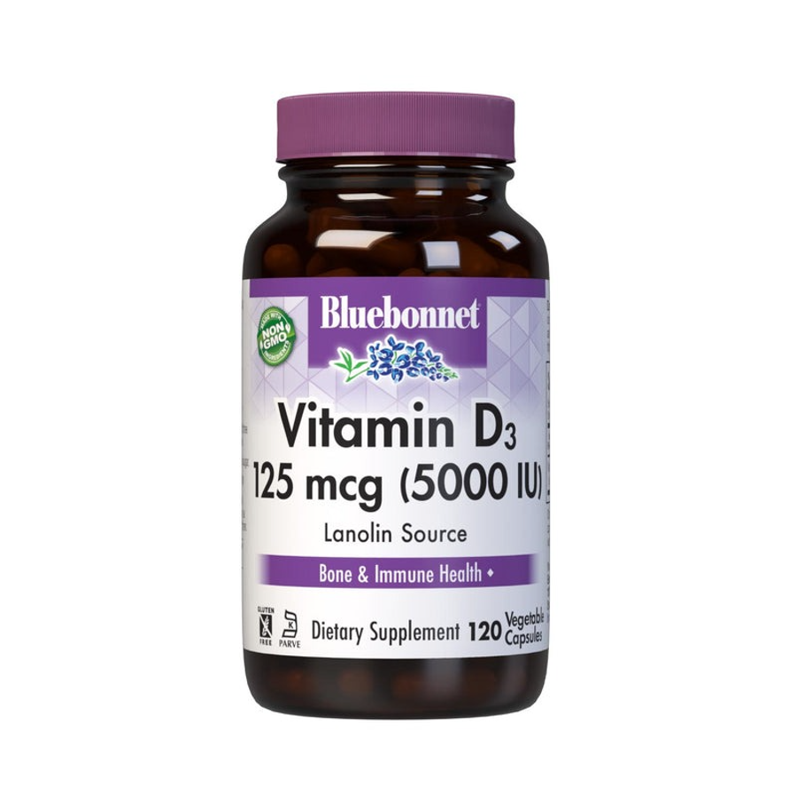 Bluebonnet  Vitamin D3 5,000 IU, 120 Vegetable Capsules