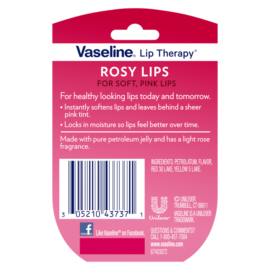 Vaseline Rosy Lip Therapy - 0.25oz