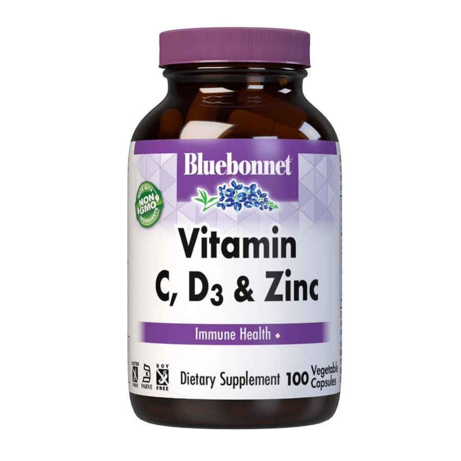 Bluebonnet Vitamin C, D3 & Zinc, 100 Vegetarian Capsules