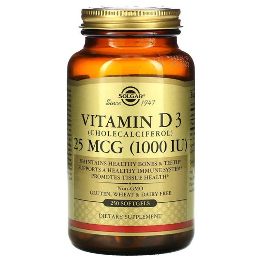 Solgar Vitamin D3 1000 IU, 250 Softgels