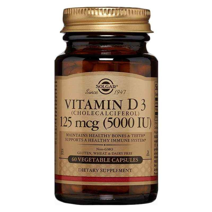 Solgar Vitamin D3 (Cholecalciferol) 125 mcg (5000 IU), 60 Vegetable Caps